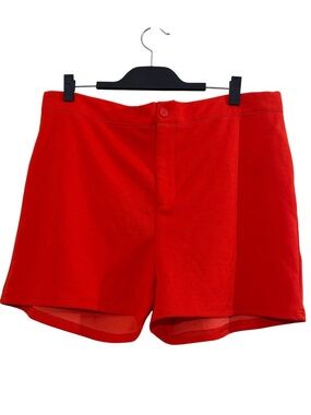 L&B Men's Bright Red Flat-Front Shorts